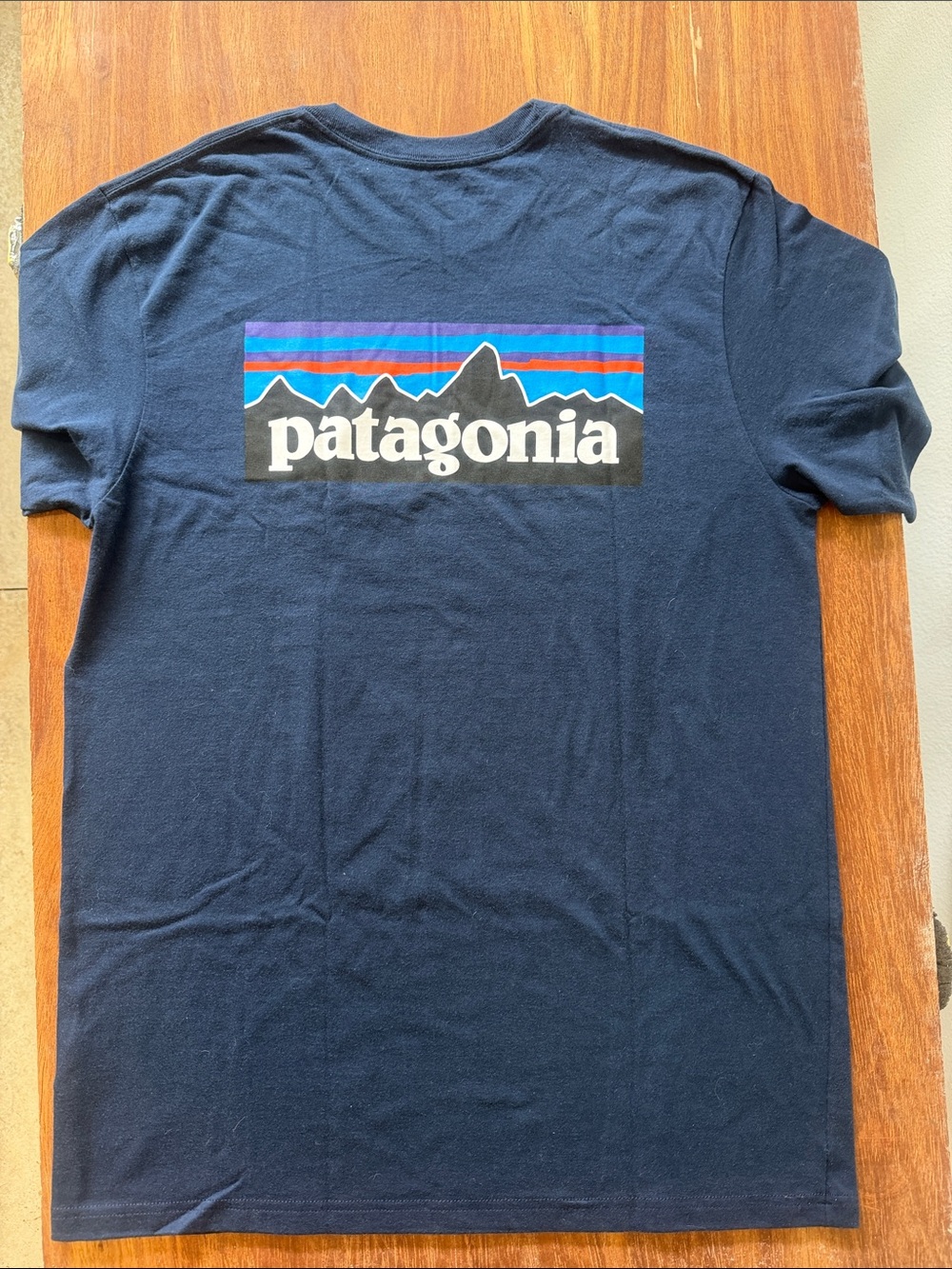 Patagonia Navy Blue Logo Short Sleeve Tee